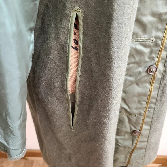 Vtg US Military Overcoat/Trench Coat Double Breasted Size Short S Olive Green - Picture 9 of 14